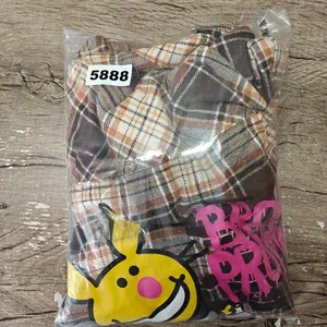 Broken Promises x‎ Happy Bunny Graffiti Brown Flannel Shirt. Size M. thumbnail 8