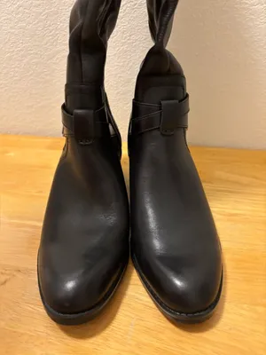 Franco Sarto 8 Tall Black Leather Zip Buckle Fashion Boots thumbnail 5