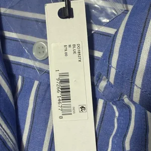 Steve Madden Shirt Dress Womens Medium Blue Stripe Tie Front Button Up NWT $79 thumbnail 4