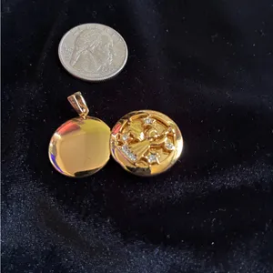 Locket pendant with an angel motif and rhinestone thumbnail 3