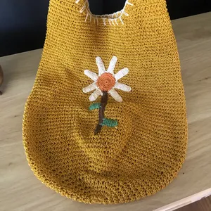 Flower Embroidered Crochet Net Crossbody Bag thumbnail 2
