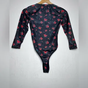 Dolls Kill Sugar Thrillz Women’s Sz S Black Rose Floral Whimsygoth Bodysuit thumbnail 5