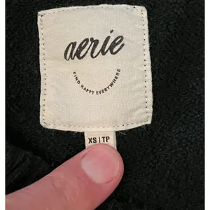 Aerie Sweatshirt Womens XS Black V Neck Oversized Terry Pullover Lounge thumbnail 9