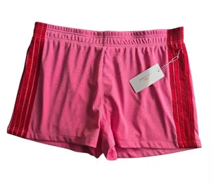 Lazy sundays Pink Athletic Mesh Shorts with Red Contrast Side Panels Size XL thumbnail 1