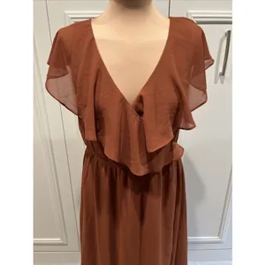 Baltic Born Katya Faux Wrap Rust Brown Maxi Gown Bridesmaid Missing Belt thumbnail 2