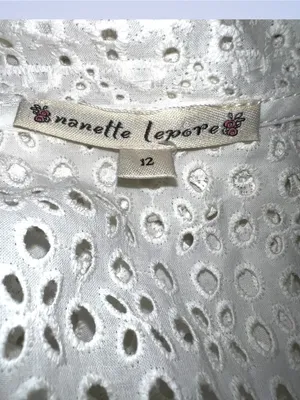 Nanette Lepore Sleeveless White Eyelet Shirt Dress thumbnail 15
