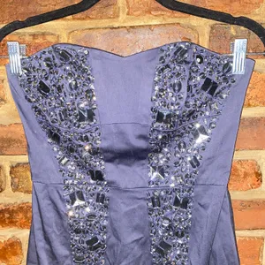 French Connection Vintage Y2k Blue Beaded Embellished Strapless Dress Size 4 thumbnail 2