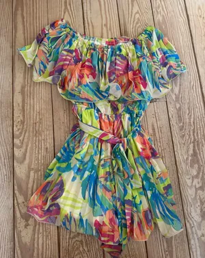 Flying Tomato Tropical Pleated Romper size m NWT thumbnail 1