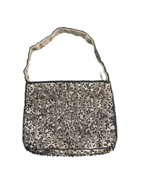 Vintage 90s Hillard& Hansen satin beaded evening bag formal purse prom black tie thumbnail 10