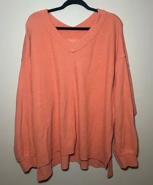 Aerie Coral V-Neck Sweater thumbnail 1