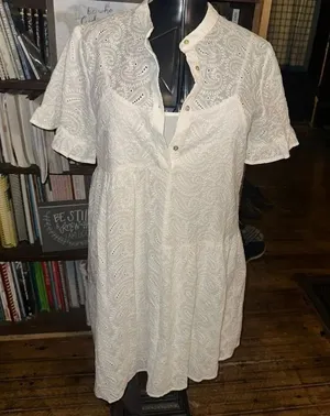 Molly Bracken luxe eyelet layered L white fairycore dress thumbnail 1