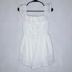 Aerie White Ruffle Sleeve Romper thumbnail 2