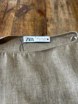 Zara Sleeveless Belted Peplum Top with Boat Neck thumbnail 3