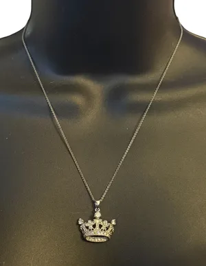 Vintage Ross Simons 925 pave crown pendant necklace thumbnail 1