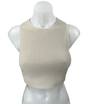 Aritzia Babaton Tan Rib Knit Sleeveless Racerback Cami Camisole Crop Tank Top S thumbnail 1