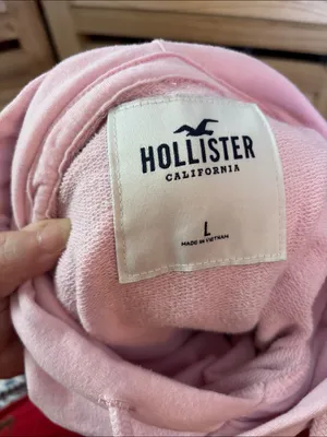 Hollister Light Pink French Terry Hoodie with Black Script Large thumbnail 6