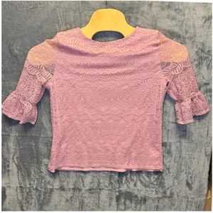 2192 | Adrianna Papell Floral Lace Bell Sleeve Blouse Ethereal Pink Womens L thumbnail 2
