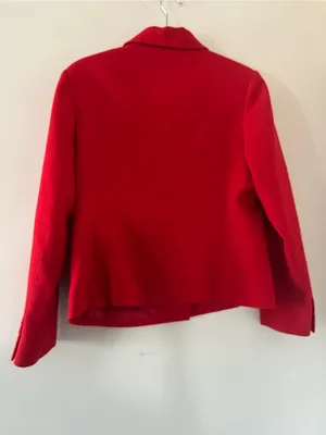 Vintage 90s Red 100% Wool Button Up Blazer Jacket 10 Preppy Quiet Luxury Office thumbnail 5