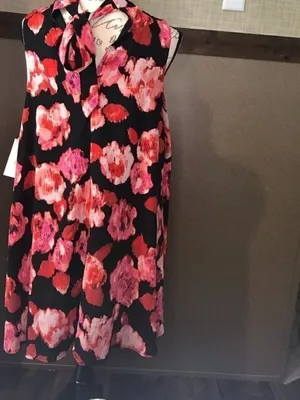 Gianni Bini Black One-Shoulder Halter Dress with Pink & Red Floral thumbnail 11