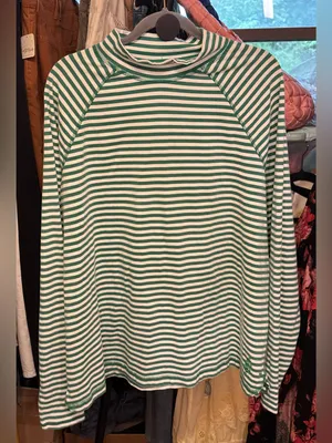 NWOT Free People FP Movement Restoration Yarn Dye Stripe Layer - Green Glow - L thumbnail 9