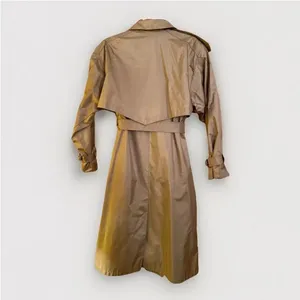 Worthington Essentials Womens 10P Olive Trench Coat Vintage Petite Raincoat Belt thumbnail 2