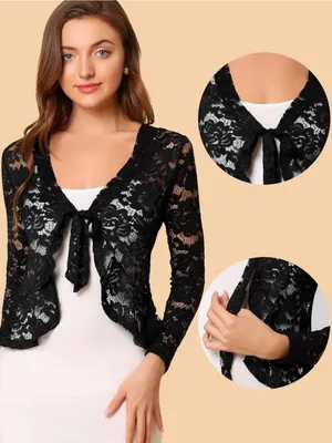 Allegra K Bolero Lace Tie-front Shrug l/Cardigan NWOT XL thumbnail 4