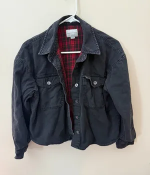 American Eagle Black and Red Flannel Jacket  thumbnail 1