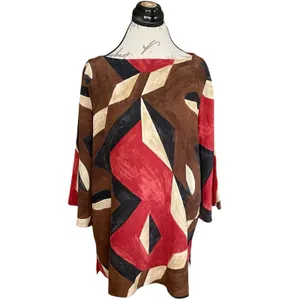 Lauren Ralph Lauren Blouse Tunic XL 3/4 top Mod Retro Whimsigoth Colorblock Boho thumbnail 2