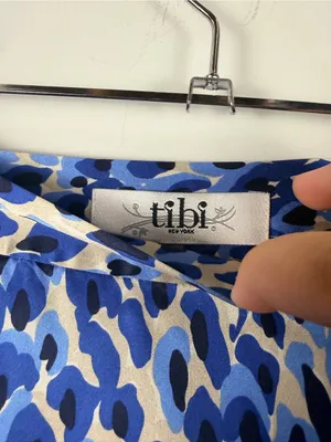 Tibi blue abstract silk back ruffle skirt size 8 READ thumbnail 5