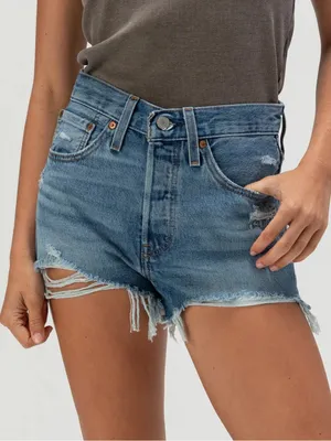 Levi's 501 Original Fit High Rise Denim Shorts Size 27 thumbnail 1