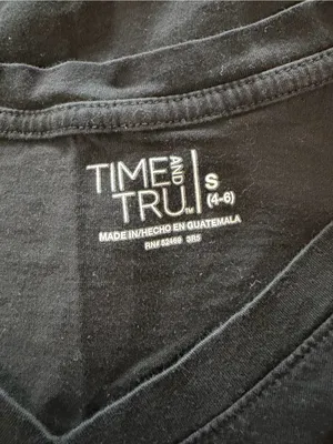 Time and Tru Classic Black V-Neck Women's Tee thumbnail 3