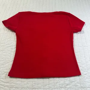 Vintage Y2K 90s Love Streak Red Crop Top Corset thumbnail 7