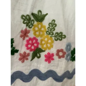 Roller Rabbit Embroidered Maxi Dress XL 100% Linen Maxi Lined Floral‎ NWT #RR-30 thumbnail 6