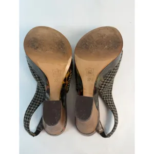 Olivia Rose Tal New York Houndstooth Leopard Platform Slingback Heels Size 37 thumbnail 5