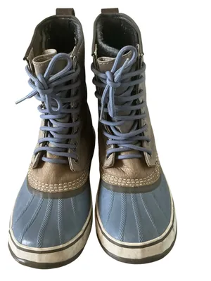 Sorel 1964 premium CVS waterproof boots tan and blue size 8 winter snow boot thumbnail 2