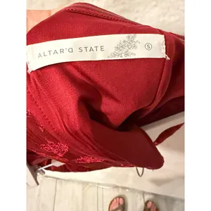 Altar'd State NWT Red Floral Brocade Corset Tube Top Strapless Small Holiday thumbnail 7
