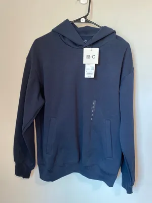New Uniqlo Sweat Oversized Pullover Hoodie Navy Unisex Size Small thumbnail 1