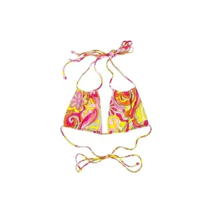 Frankie's Bikinis x Hailee‎ Steinfeld Far Out Sand Halter Bikini Top Pink Large thumbnail 5