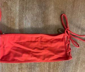 LA Hearts‎ by PacSun Red String Tie Bandeau Bikini Top Size S thumbnail 1