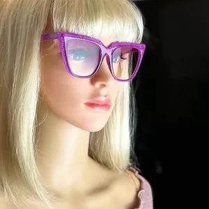 Candy Color Glittering Cat Eye Sunglasses - Pretty Purple thumbnail 6