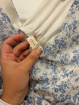 Promesa Blue and White Floral Smocked V-Neck Blouse thumbnail 3