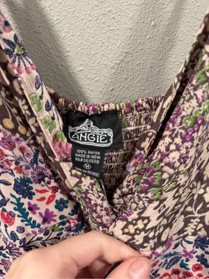 NWT Angie Multicolor Floral Patchwork Maxi Dress in Brown, Pink & Purple thumbnail 4