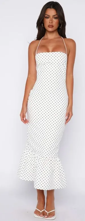 White Fox Shockwaves Midi Dress White/Black Polka Dot thumbnail 1