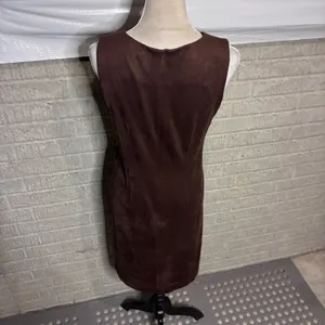 J.McLaughlin Brown Faux Suede Twist Front Sleeveless Sheath Dress Medium thumbnail 6