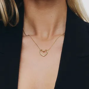Gold twisted heart necklace minimalist stackable thumbnail 4