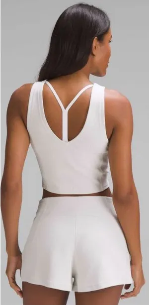 LULULEMON Ribbed Softstreme Cropped Tank Top in Bone Sz. 12 thumbnail 1