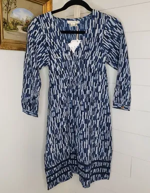 Mata Traders NWT All Gathered Up Dress Blue 3/4 Sleeve Size Small thumbnail 1