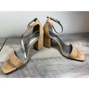 Women's Worthington "Becklyn" Block Heel Sandals – Tan Faux Suede Size 8.5 M thumbnail 4
