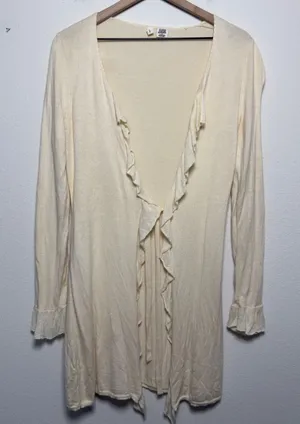 Moth Women Cashmere Angora Cotton Cardigan Top Medium Cream‎ Coquette Fairy thumbnail 1