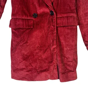 Altar'd State Corduroy Double Breasted Blazer Womens XS Red 100% Cotton Holiday thumbnail 3